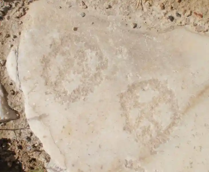 Blurry solar cross engraved on a marble stone, Ephesus Izmir